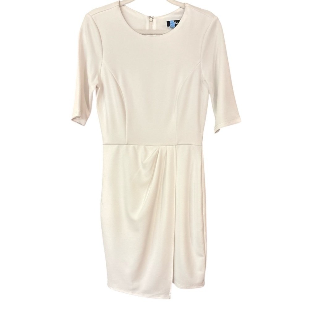 Lulus Westwood Faux Wrap Half Sleeve Mini Sheath Dress Size Small White GUC